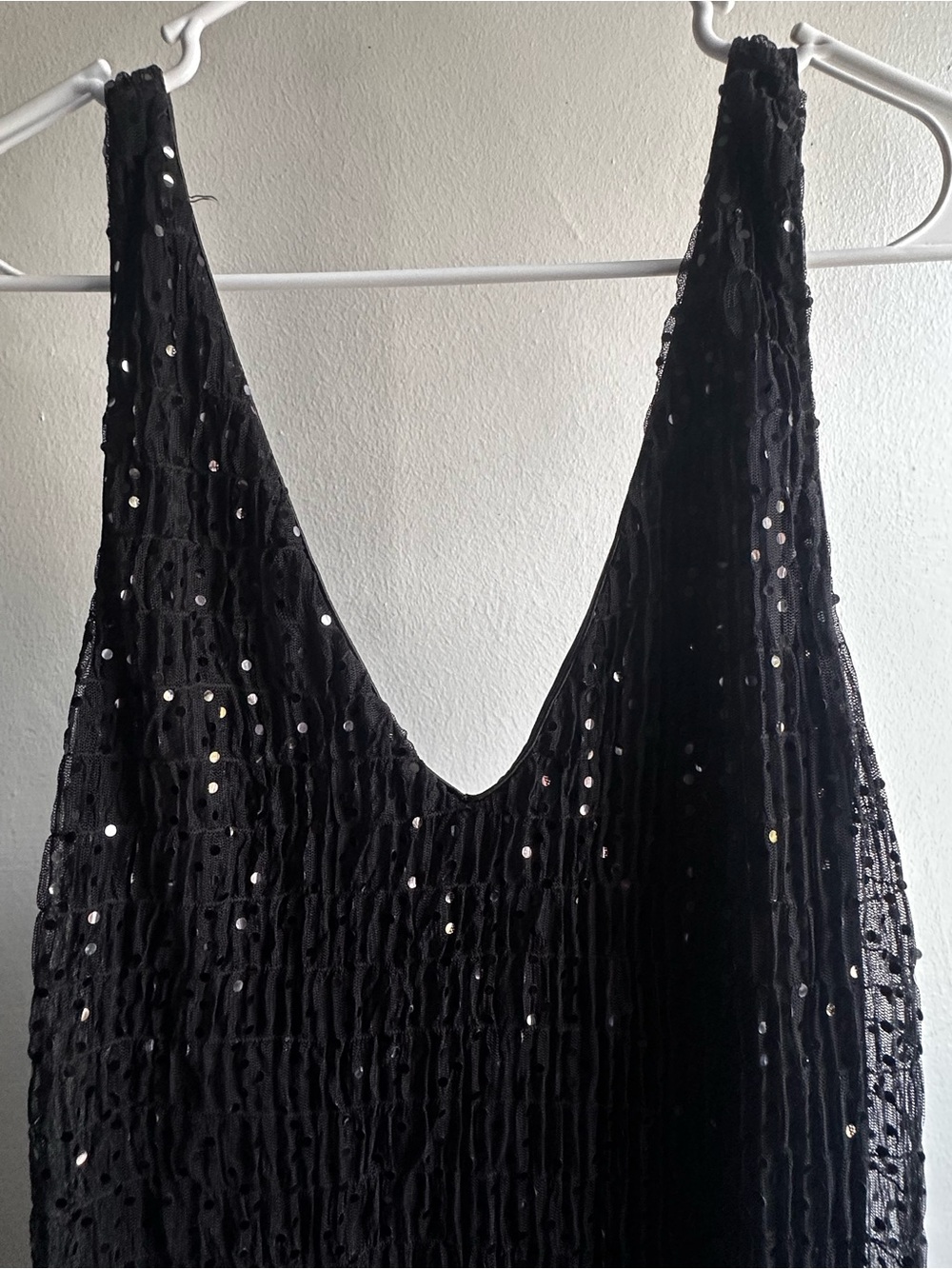 Ralph Lauren Black Sequin V-Neck Midi Cocktail Dress - Picture 7 of 8